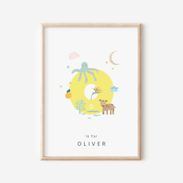Póster Letra alfabética personalizada de guardería o Post