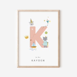 Póster Letra alfabética personalizada de la guardería K P