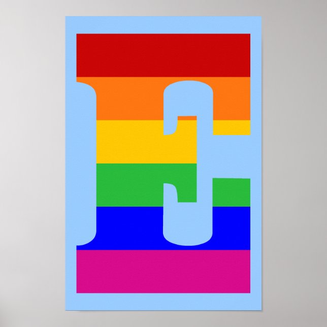 Póster Letra arco iris E (Frente)