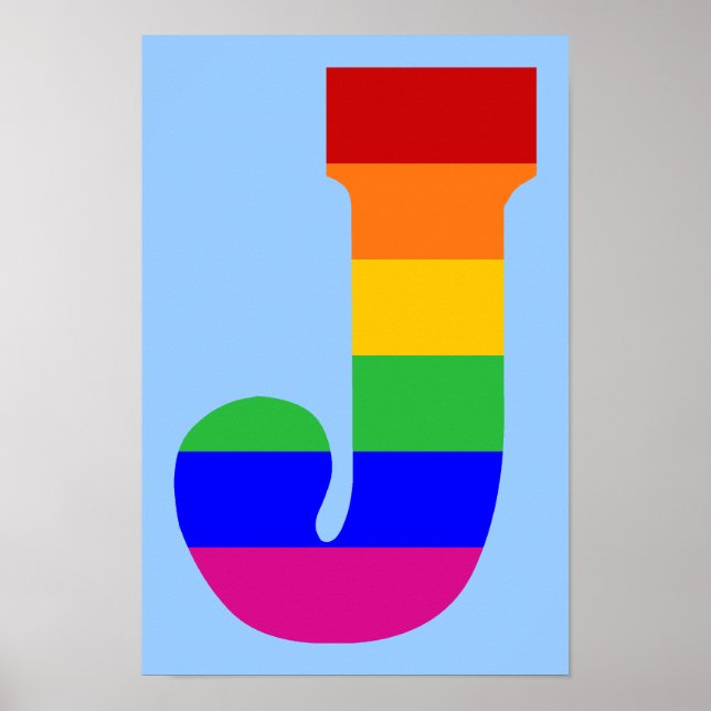 Póster Letra arco iris J (Frente)