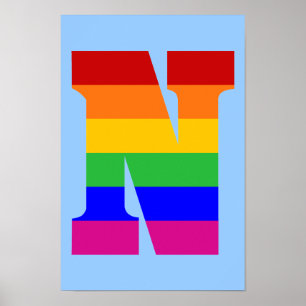 Póster Letra arco iris N