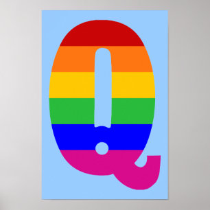 Póster Letra arco iris Q