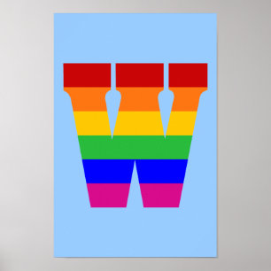 Póster Letra arco iris W
