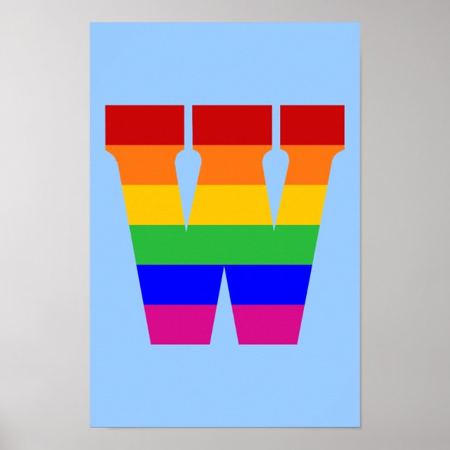 Póster Letra arco iris W (Frente)