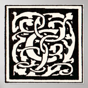 Póster Letra Art Nouveau C Monograma Antiguo