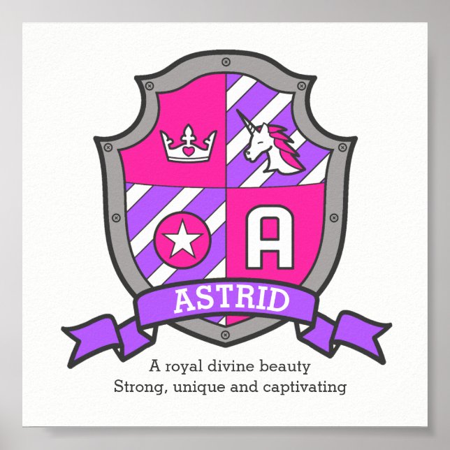 Póster Letra astrid un nombre que significa princesa unic (Frente)