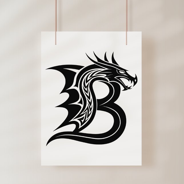 Póster Letra B de estilo dragón, alfabeto de dragón, mono (Subido por el creador)