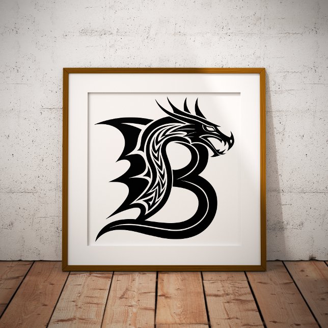Póster Letra B de estilo dragón, alfabeto de dragón, mono (Subido por el creador)