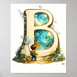 Póster Letra B Inicial | Regalo de alfabeto acuarela