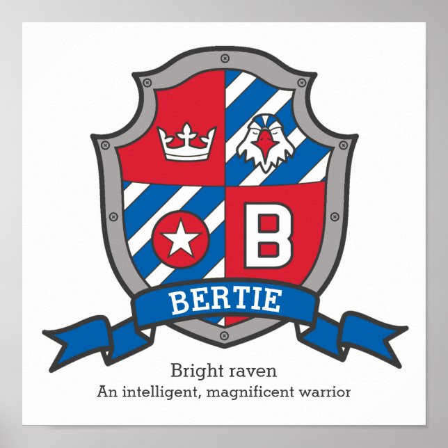 Póster Letra bertie b nombre masculino significa poster e (Frente)