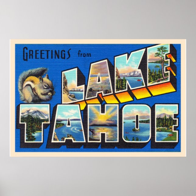 Póster Letra carta grande del lago Tahoe California (Frente)