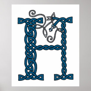 Póster Letra celta H impresa