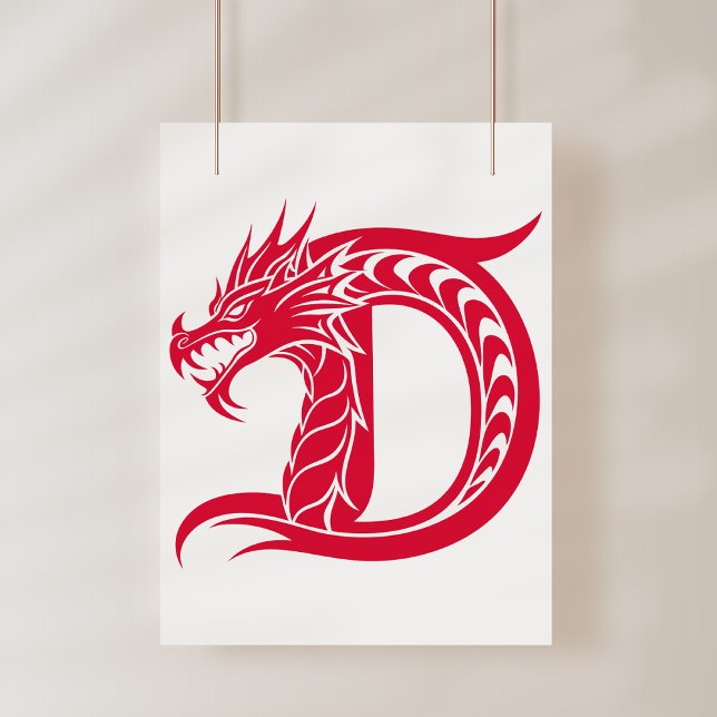 Póster Letra D de estilo dragón, alfabeto de dragón, mono (Subido por el creador)