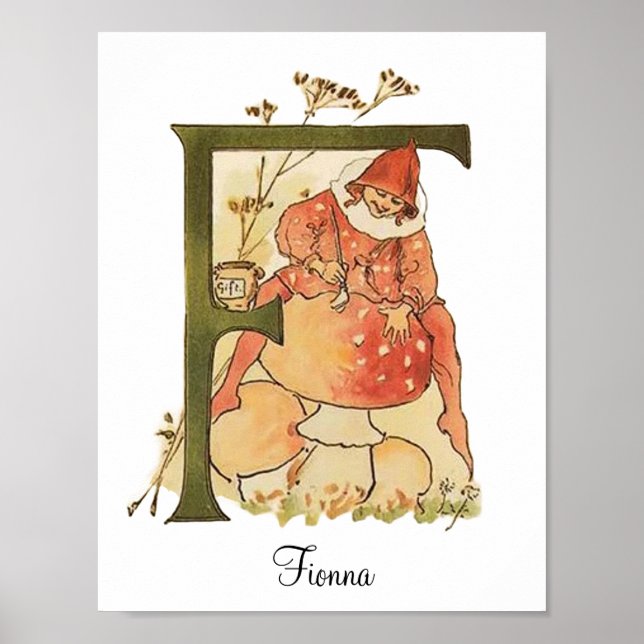 Póster Letra de alfabeto vintage personalizada F (Frente)