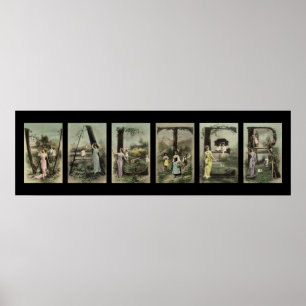 Póster Letra de alfabeto WALTER Nombre Art