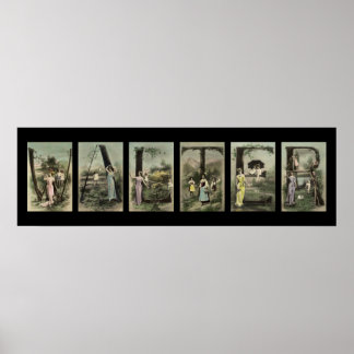 Póster Letra de alfabeto WALTER Nombre Art