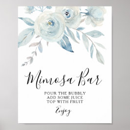 Póster letra de bar de mimosa floral azul claro