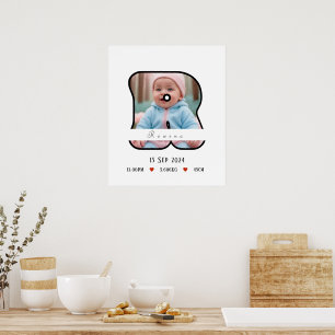 Póster Letra de bebé R personalizada con Poster de borde