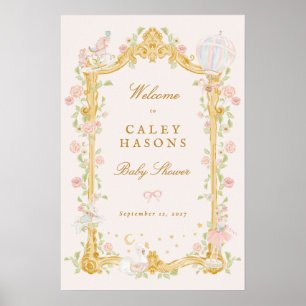 Póster letra de bienvenida para baby shower de princesa d