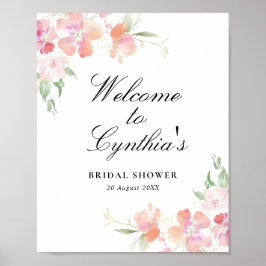 Póster letra de bienvenida para ducha de novia floral ros