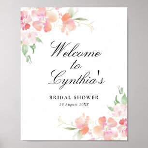 Póster letra de bienvenida para ducha de novia floral ros