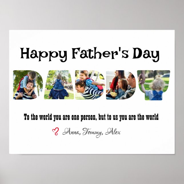 Póster Letra de Collage de fotos de papá del día del padr (Frente)