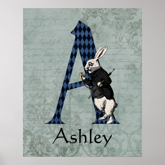 Póster Letra de conejo blanco de Wonderland a Poster (Frente)