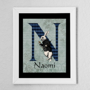 Póster Letra de conejo blanco de Wonderland N Poster