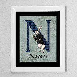 Póster Letra de conejo blanco de Wonderland N Poster