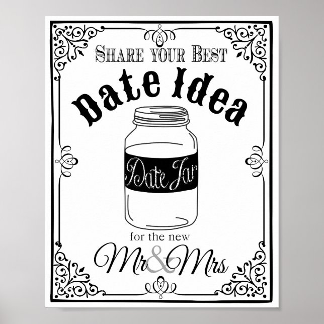 Póster letra de fecha de boda o signo de fiesta (Frente)