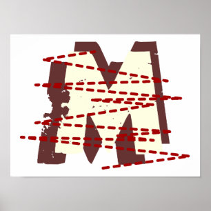 Póster Letra de monograma de grunge urbano vintage con pr