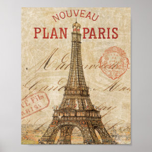 Póster Letra de París