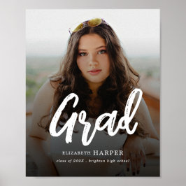 Póster Letra de pincel moderna para graduados Foto Gradua
