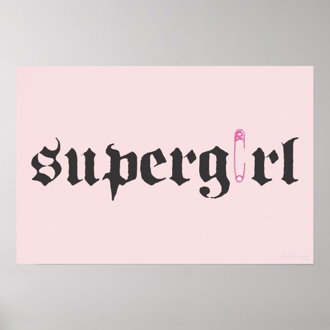 Póster Letra del pin de seguridad superchica (Frente)