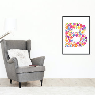 Póster Letra floral B de las flores monogramo