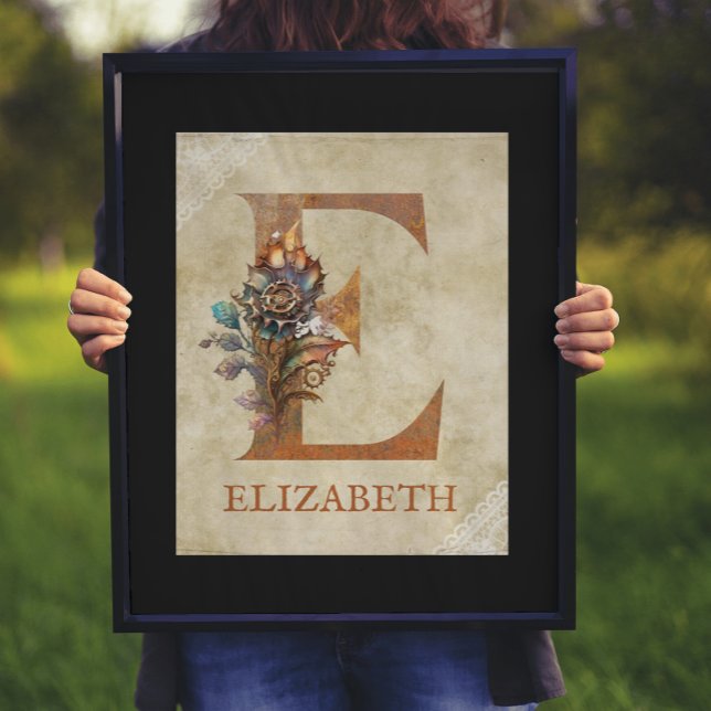 Póster Letra floral de Steampunk E (Subido por el creador)
