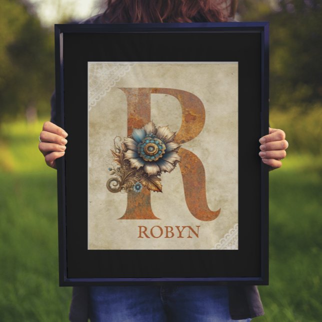 Póster Letra floral de Steampunk R (Subido por el creador)