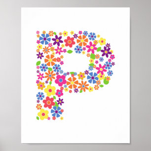 Póster Letra floral floral n
