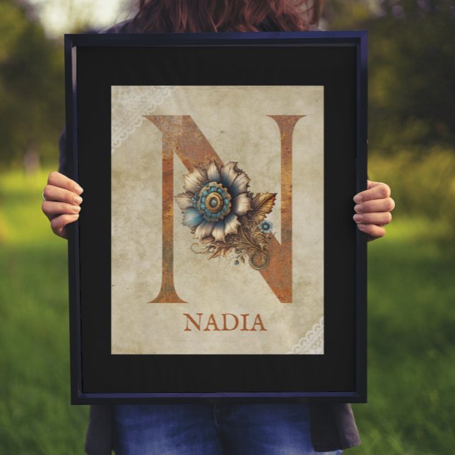 Póster Letra floral Steampunk N (Subido por el creador)