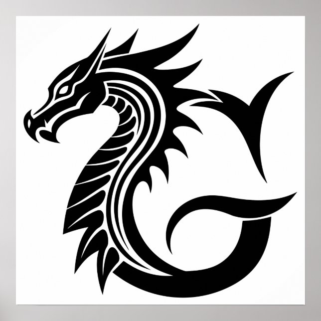 Póster Letra G de estilo dragón, alfabeto de dragón, mono (Frente)
