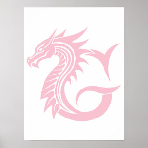 Póster Letra G de estilo dragón, alfabeto de dragón, mono
