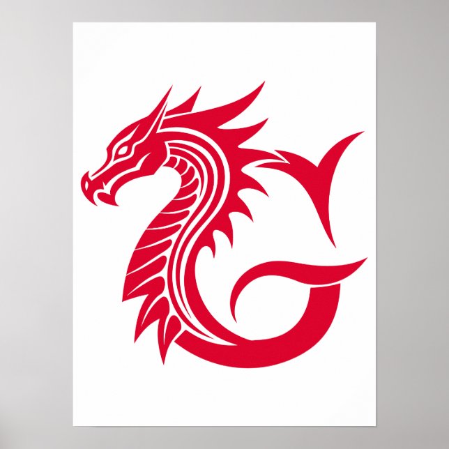 Póster Letra G de estilo dragón, alfabeto de dragón, mono (Frente)