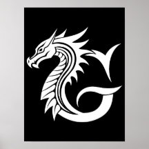 Letra G de estilo dragón, alfabeto de dragón, mono
