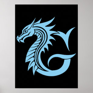 Póster Letra G de estilo dragón, alfabeto de dragón, mono