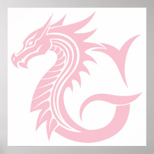 Póster Letra G de estilo dragón, alfabeto de dragón, mono