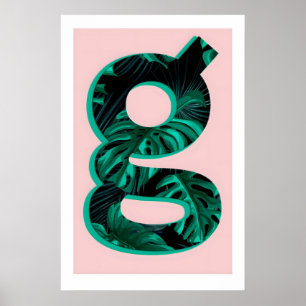 Póster Letra G Imprimir Monstera Plant Tipografía, A3A4
