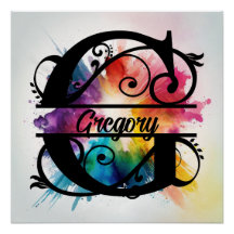 Letra 'G', monograma brillante, nombre de niño