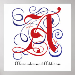 Póster Letra gótica de mayúsculas brillante, A, Poster PN