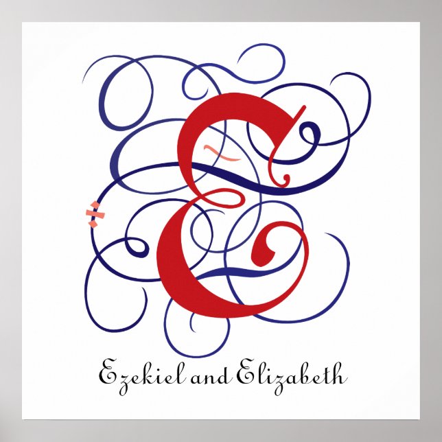 Póster Letra gótica de mayúsculas brillante, E, Poster PN (Frente)