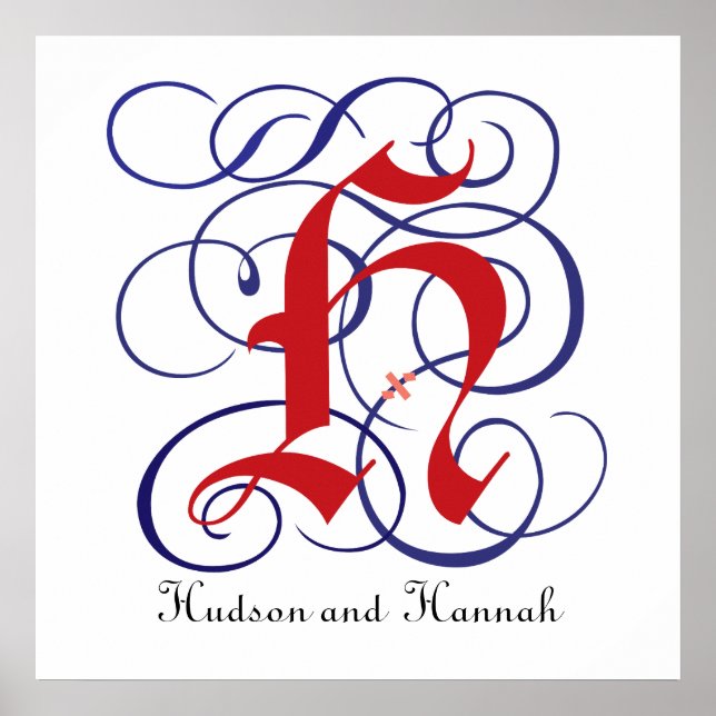 Póster Letra gótica de mayúsculas brillante H, Poster PNG (Frente)